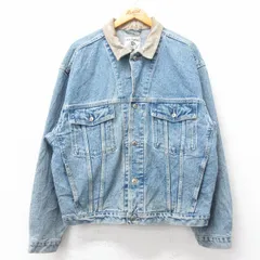 XL/古着 バナナリパブリック 長袖 ジージャン メンズ 90年代 90s 襟レザー コットン 紺 デニム 26feb14のサムネイル