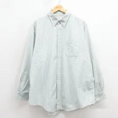 XL/古着 ブルックスブラザーズ 長袖 ブランド シャツ メンズ 90年代 90s 大きいサイズ コットン ボタンダウン USA製 緑 ストライプ【spe】 26feb16