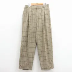 W32/古着 スラックス パンツ メンズ 90年代 90s USA製 ベージュ他 チェック 26feb16