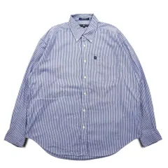 TOMMY HILFIGER 90年代 ビッグサイズ ボタンダウンシャツ L ブルー ストライプ コットン