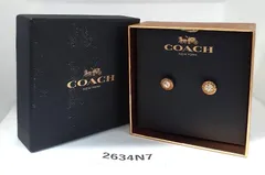 【2634N7】 コーチ COACH オープン サークル ストーン ストランド ピアス 中古