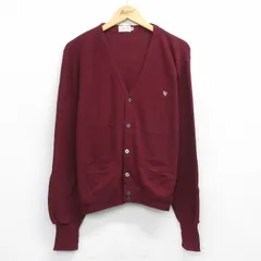 L/古着 クリスチャンディオール 長袖 ブランド ニット カーディガン メンズ 80年代 80s ワンポイントロゴ エンジ 26feb16のサムネイル