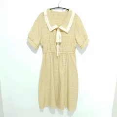 チェック リボン ワンピース F_S0346