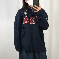 ポロ USA アメリカ国旗 ネイビー ジップアップパーカー フード付き ジャケット S 250728