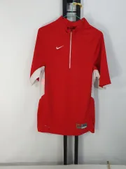 Nike(ナイキ） ハーフジップ 半袖Tシャツ ドライフィット チーム 射撃 シャツ ジャージ レッド 90