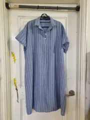 ビッグサイズ 涼しい 夏 リネン 綿 ロング丈ワンピース 状態良好 バスト 69