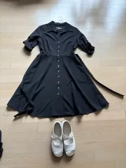 黒 シャツ ワンピース