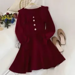 ビックカラーニットフレアワンピース 出品