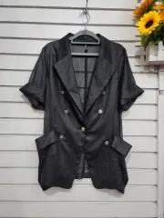 #여성의류 NAIPE 黒 半袖 シースルー ジャケット