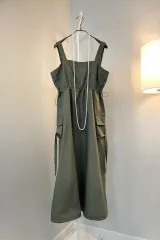 ロングキャミソール コットンレディース夏 シャーリングシャツ サスペンダースシャーリングカーキ ONE PIECE