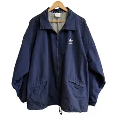 adidas アディダス ビンテージナイロンジャケット トレフォイル 刺繍 紺 ネイビー XLサイズ No.M958