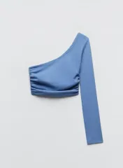 <ZARA> アシンメトリー ブルー トップス