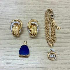 [Y0325]NINA RICCI　ニナリッチ　ヴィンテージ　アクセサリー　3点セット　ネックレス　トップ　イヤリング　ゴールド×シルバー