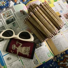 ヴィンテージ リバーシブル 折り畳み ラタン ラフィア 麦わら 帽子 バケットハット