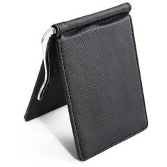 【新品】 [CedarPhil] マネークリップ メンズ 二つ折り 財布 カードケース 薄い PUレザー ギフトボックス付き (ブラック) 0