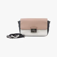 プラダPradaトライ カラー サウンド ホワイト×ブラック×ピンク サフィアーノレザー 25