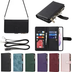 【新品】 Eastwave サムスン ギャラクシー S21 5G ケース for Samsung Galaxy S21 5G 縄掛けケース 手帳型 財布型 ICカード コインポケット ストラップ付き カード 収納 小銭入れ ファスナーポケット付き PUレザ 0