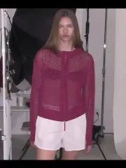 PARTIMENTO(パルティメント) メッシュ ニット ジップアップ