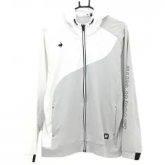 ルコックゴルフ ジップパーカー 白×グレー×ネイビー 袖ロゴプリント  メンズ LL ゴルフウェア le coq sportif