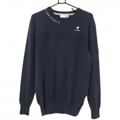 ルコックゴルフ セーター ダークネイビー×白 ロゴ刺しゅう ニット  メンズ LL ゴルフウェア le coq sportif