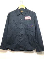 513032 CALEE 長袖 ワッペン 刺繍 ワーク シャツ S ブラック キャリー