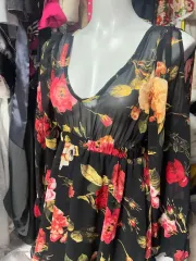 ヴィンテージ オリエンタル 赤 フラワー ワンピース