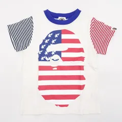 A BATHING APE KIDS アメリカンプリントTシャツ 100センチ 白 ホワイト 赤 青 ベイプキッズ ベビー  子供服 男の子 女の子