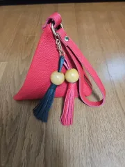 レッド 三角 バッグ タッセル 装飾 ミニバッグ