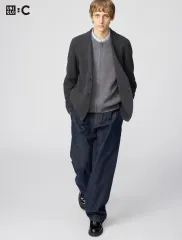 76 UNIQLO Uタック ストレート パンツ (デニム) ネイビー