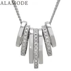 D0.30 三連チェーン ダイヤモンド ネックレス ホワイトゴールド K18WG 14.7g ジュエリー シルバー銀 レディース 40802170479【中古】【アラモード】