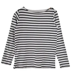 MUJI 無印良品 白 ストライプ 長袖 Tシャツ M コットン 100 %