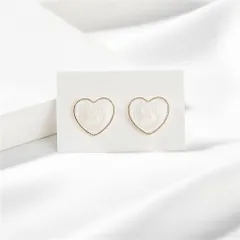 02❤︎24時間以内発送/全品2,000円以下❤︎【上品＆高見えイヤリング】marble heart ハート　シンプル　通勤　デイリー　ゴールド　クリップ　高級　ギフト　セレモニー　大人かわいい　痛くない