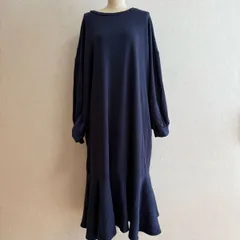 KN3495＊5L 大きいサイズ 長袖 ワンピース マーメイドワンピース ロング丈 ネイビー