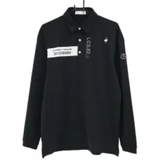 ルコックゴルフ 長袖ポロシャツ 黒×白 胸ロゴ  メンズ LL ゴルフウェア 2024年モデル le coq sportif