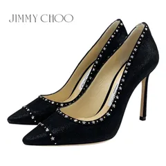 ジミーチュウ JIMMY CHOO ROMY 100 パンプス 靴 シューズ ファブリック ブラック 黒 未使用 ラメ ラインストーン スター パーティーシューズ