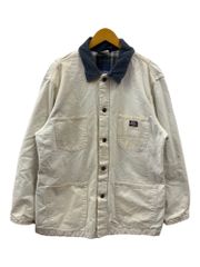 DICKIES (ディッキーズ) カバーオール チョアコート 襟コーデュロイ 裏地チェック柄 メキシコ製 90S 古着 ビンテージ L ホワイト系 メンズ/078