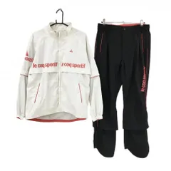 ルコックゴルフ レインウェア(2WAYジャケット×パンツ) 白×黒 袖着脱可 メンズ LL ゴルフウェア le coq sportif