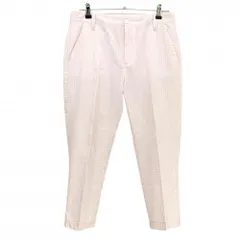 【超美品】フットジョイ 七分丈パンツ 白×ピンク チェック柄 ストレッチ ロゴ刺しゅう レディース XL ゴルフウェア FootJoy