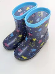 D【保管品】長靴 レインブーツ 子供用 キッズ 星柄 ネイビー 15cm