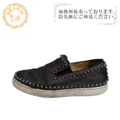 Christian Louboutin クリスチャンルブタン スタッズ スパイク スリッポン ラメファブリック  PIK BOAT FLAT   キャンバス スニーカー