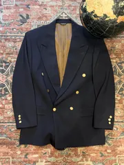 【 80's〜 MADE IN USA / ダブル 紺ブレ 】 ブレザー　テーラードジャケット　BILL BLASS　金ボタン　《 M - L 》