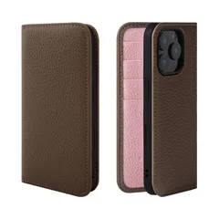 【即日発送】スマホケース スマホ 本革 スタンド コードホルダー 付き シュリンクカーフレザー 手帳型 マグネットなし トープ + ケース ピンク PH-16Pro-Taupe-PK ギフト 16Pro 誕生日 女性 男性 iPhone 彼女 お母さん お父さ