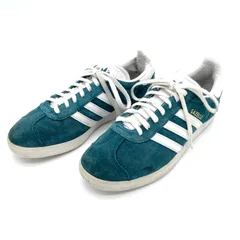 アディダス ガゼル スニーカー 24.5cm B41654 深緑 白 adidas GAZELLE メンズ レディース スエード ローカット スポーツ カジュアル ストリート おしゃれ 大人 薄底 定番 カラー 人気 靴 春 夏 中古 古着 運動靴
