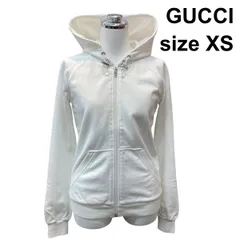 ●◇ グッチ GUCCI トップス パーカー スウェット フーディ 長袖 前ファスナー 白 綿 XS ５号 レディース Z6B646のサムネイル