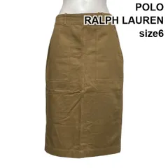 ◇ ポロラルフローレン POLO RALPH LAUREN ペンシルスカート タイトスカート ミディ丈 Iライン キャメル 綿100 6 L 11号 レディース S6C567のサムネイル