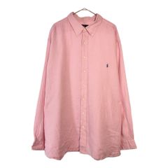 【美品】ラルフローレン クラシックフィットリネンシャツ ピンク ポニー刺繍 美品】ラルフローレン クラシックフィットリネンシャツ ピンク ポニー