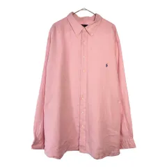 Polo by Ralph Lauren ポロ ラルフローレン ボタンダウン リネンシャツ 大きいサイズ ピンク(メンズ 3XB)中古 古着 X6057