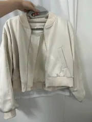 レディース クロップド MA-1ジャケット ブルゾン 白 55可能