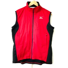 日本製◎ (^w^)b MIZUNO ミズノ ウィンター トレーニング ベスト クロスカントリー スキー ランニング ウォームアップ スポーツ 運動 アクティブ 練習着 レッド×ブラック メンズ サイズ L