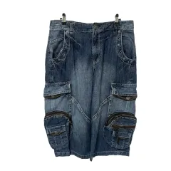 y2k エンブロイダリー ポケット ウォッシュ バミューダ カーゴ デニムパンツ ヴィンテージ ハーフパンツ 33インチ リーバイス